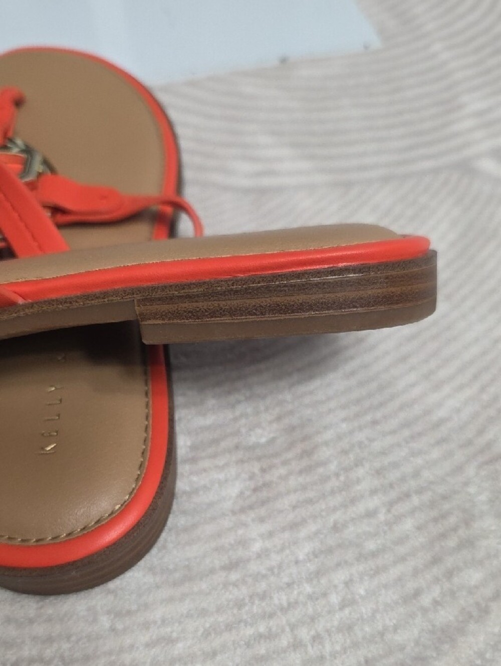 Kelly & Katie Orange Thong Sandals with Gold Medallion - Picture 8 of 8
